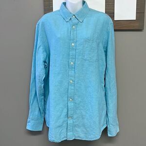 Banana Republic Heather Light Blue Long Sleeve Button Down Dress Shirt- Size XL